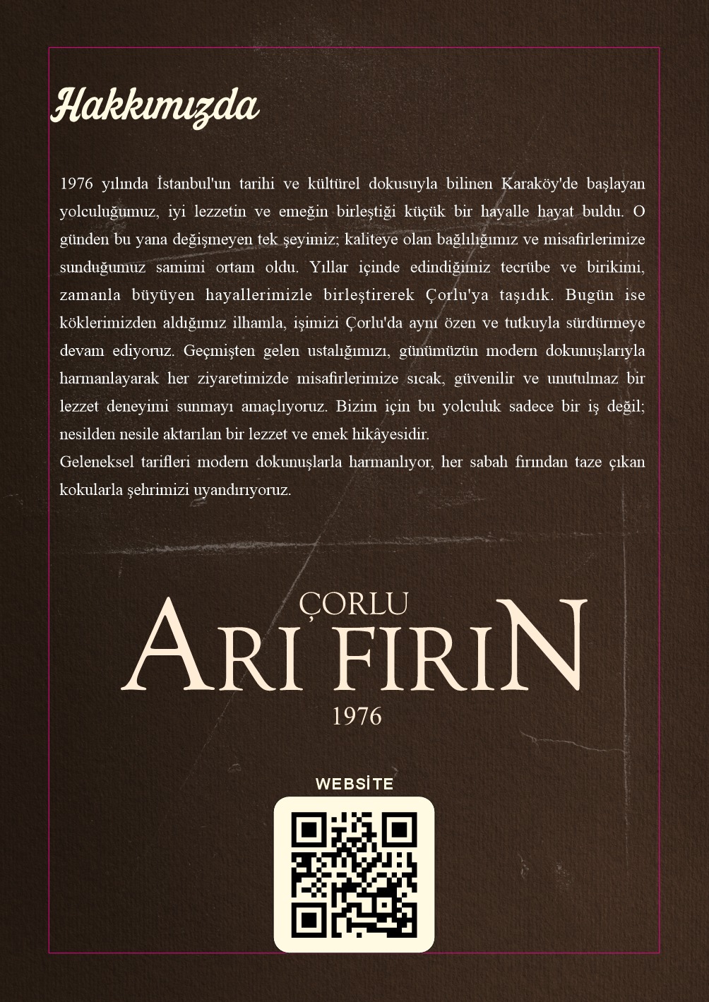 Arı Fırın Menü