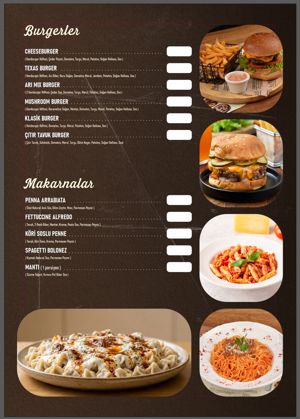 Arı Fırın Menü